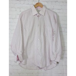 Poggianti 1958 Burton Up Long Sleeve Shirt Pink Purple Beige Men's 16.5-32-33
